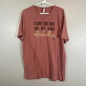 Canvas Womens XL Pink Blush Short Sleeve Tee Top Christian God's Plan Shiny Gold